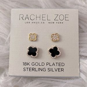 NWT 18k gold plated sterling silver set of two stud earrings